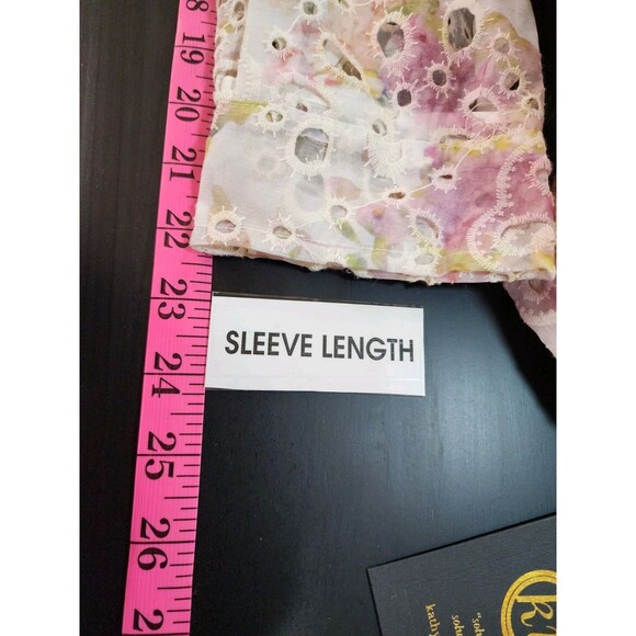 Kathy Ireland Womens XL Pink Shacket Victorian Floral Eyelet Relaxed Cottage - Picture 16 of 16